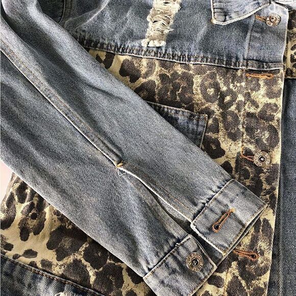 Leopard Print Denim Jacket  - Picture 5 of 5